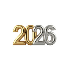 3d Happy New Year 2026 Gold and Silver