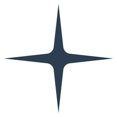 Dark Blue Four-Point Starburst Icon Isolated on Transparent Background