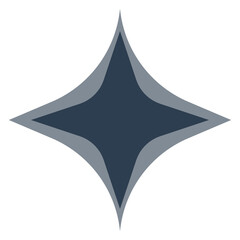 Isolated four-pointed dark navy blue sparkle star shape symbol.