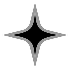 Black geometric sparkle star icon isolated on transparent background cutout