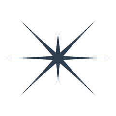 Minimalist dark star sparkle icon isolated on a transparent background