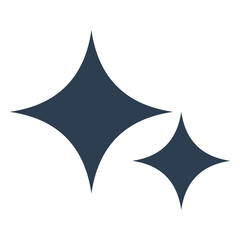 Dark four-point sparkle stars icon, isolated graphic on transparent background.