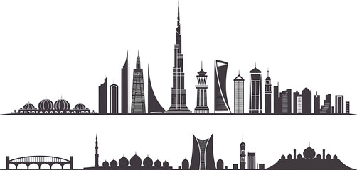 Fototapeta premium Berlin skyline silhouette vector illustration design with famous landmarks and minimal art style
