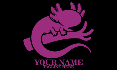 Vector Logo Illustration Axolotl with Black Background