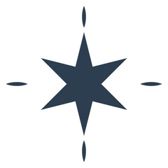 Stylized 6-Point Starburst Icon with Transparent Background Cutout