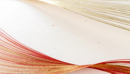 白い和紙に金と赤の極細ラインが流れる上品な和モダン背景テクスチャ generative ai