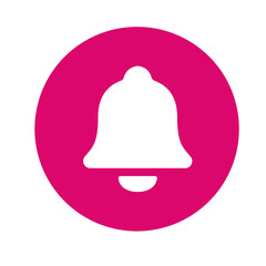 Bell icon isolated on transparent background in pink circle