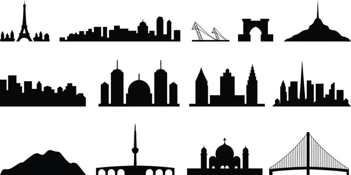 Suva addis skyline helssbake helsinki vector silhouette landmark world travel tourism