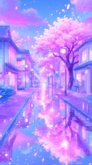 Fototapeta premium Colorful abstract landscape, swirling shades of purple and blue, dreamy atmosphere, perfect for creative projects and backgrounds.