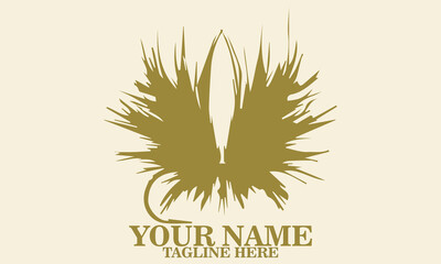 feathered fly fishing lure logo vector, feathered fly fishing lure vector illustration, feathered fly fishing lure logo icon