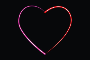 A minimalist design featuring a glowing heart shape in vibrant pink and red hues against a dark background.