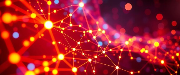 Abstract glowing digital network nodes interacting,  futuristic,  art