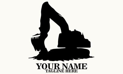 A rugged excavator in action, scooping earth with dramatic flair vector illustration, mini excavator logo vector, mini excavator icon logo