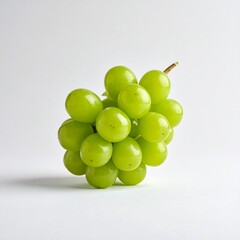 Fresh Green Grapes Cluster on White Background Still Life