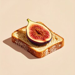 Fresh Fig on Toasted Bread Slice with Crusty Texture