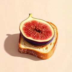 Fresh Fig on Toasted Bread with Pastel Background