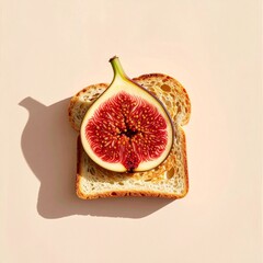 Fresh fig on toasted bread with a light background