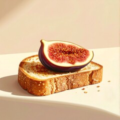 Fresh Fig on Toasted Bread with Natural Light Shine