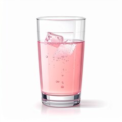 Refreshing Pink Drink with Ice Cubes in Glass