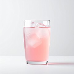 A Refreshing Glass of Pink Lemonade with Ice Cubes