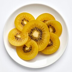 Sliced Golden Kiwi on White Plate for Healthy Eating