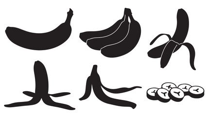 Obraz premium Banana Silhouettes Minimalist Graphic Black and White Vector Illustration for Food Icons and Healthy Eating Designs