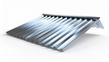 Corrugated Metal Roofing Sheet Isolated on White