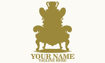 elegant throne logo icon. elegant throne vector illustration, elegant throne vintage ornate luxury design 