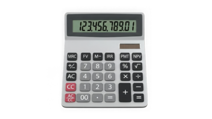 Financial Calculator Displaying Numbers On Black Background