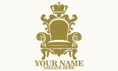 elegant throne logo icon. elegant throne vector illustration, elegant throne vintage ornate luxury design 
