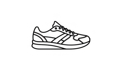 Minimalist White Outline Sneaker On Black Background
