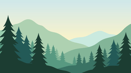 Fototapeta premium Eco Friendly Forest Silhouette Vector Illustration Background