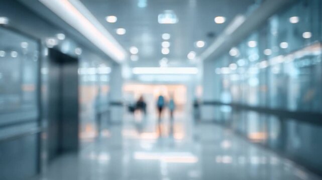 Modern Architectural Perspective: A modern interior corridor, exuding a sense of architectural perspective, provides a glimpse of individuals traversing the space.