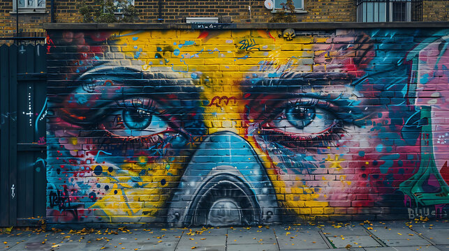 Urban graffiti artwork highlighting air pollution awareness, environmental messages, and social commentary painted on city walls.

