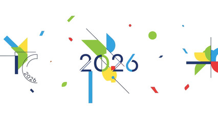 Abstract 2026 Typography Design Modern, Geometric Composition for Future Events or Concepts