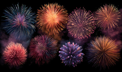 Fototapeta premium Set of isolated vector fireworks