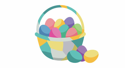 Fototapeta premium Easter basket filled with colorful eggs