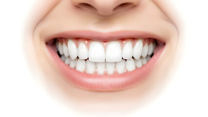 Fototapeta premium Close-up of a healthy, wide smile showing perfectly aligned white teeth and pink gums