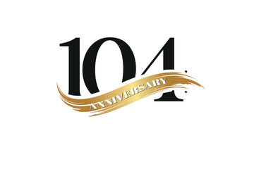 Luxury 104th Anniversary Celebration Logo with Golden Ribbon for Premium Event Branding