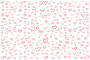 Seamless Pink Doodle Heart Pattern Background. Cute hand-drawn heart pattern background. Perfect for Valentine's Day, wedding, fabric, and romantic digital design. Seamless texture.