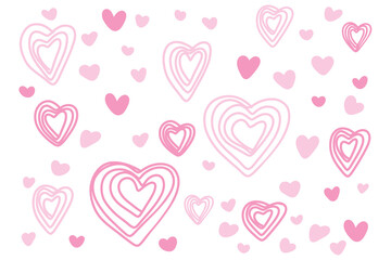 Seamless Pink Doodle Heart Pattern Background. Cute hand-drawn heart pattern background. Perfect for Valentine's Day, wedding, fabric, and romantic digital design. Seamless texture.