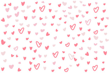 Seamless Pink Doodle Heart Pattern Background. Cute hand-drawn heart pattern background. Perfect for Valentine's Day, wedding, fabric, and romantic digital design. Seamless texture.