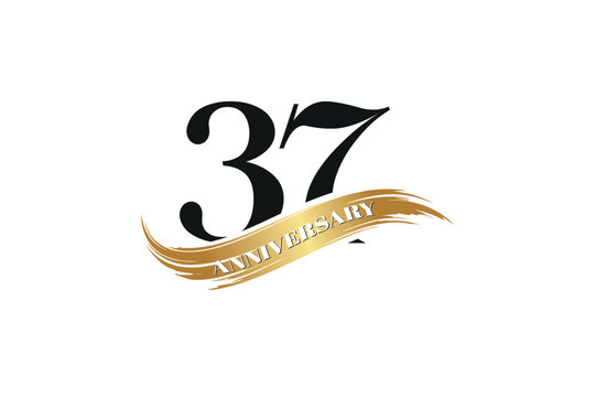 Luxury 39th Anniversary Celebration Logo with Golden Ribbon for Premium Event Branding