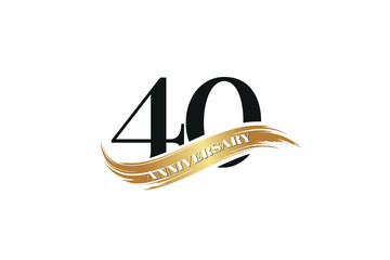 Luxury 40th Anniversary Celebration Logo with Golden Ribbon for Premium Event Branding