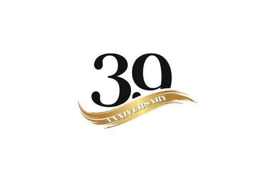 Luxury 39th Anniversary Celebration Logo with Golden Ribbon for Premium Event Branding