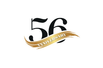 Luxury 56th Anniversary Celebration Logo with Golden Ribbon for Premium Event Branding