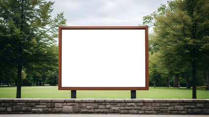 Fototapeta premium Blank billboard in a park setting with trees