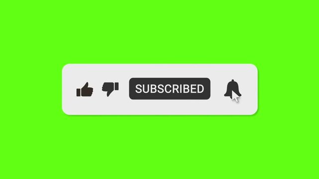 Rounded Corner YouTube Subscribe Button Animation With Clean Green Screen
