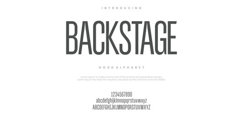 Backstage Modern minimal abstract alphabet fonts. Typography technology, electronic, movie, digital, music, future, logo creative font. vector illustration