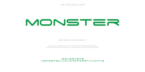 Monster Abstract modern urban alphabet fonts. Typography sport, simple, technology, fashion, digital, future creative logo font. vector illustration